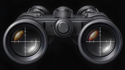 Binoculars sight view. POV lens frame with crosshair for spy, military, or hunting optics. Transparent vector overlay Stock Vector