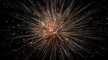 Explosive Starburst Effect with Bright Sparks and Vibrant Colors Against a Dark Background