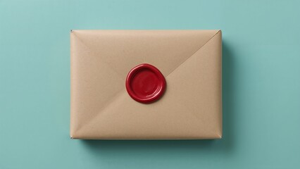 Top view of a traditional brown paper parcel with a red wax seal, symbolizing secrecy and confidential correspondence.