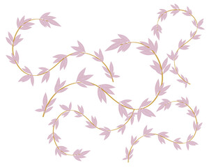 Pink leaves seamless pattern isolated on white background 