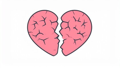 A graphic illustration of a broken heart, symbolizing sadness and emotional pain.