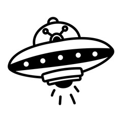A drawing style icon representing a classic alien ship
