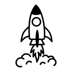 A hand drawn style icon showing a space rocket