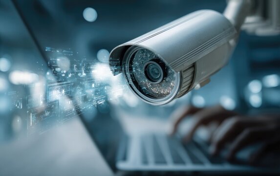 Security camera monitoring a laptop