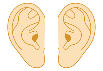 Vector Illustration of Human Ears (Side View, Left and Right)