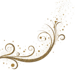 Ornate gold scrollwork design with swirling patterns and scattered details