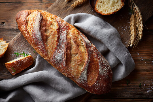 freshly baked artisan bread, baguette
