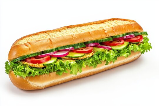 Vegetarian Sub (Subway) isolated in 3d cartoon character on white background