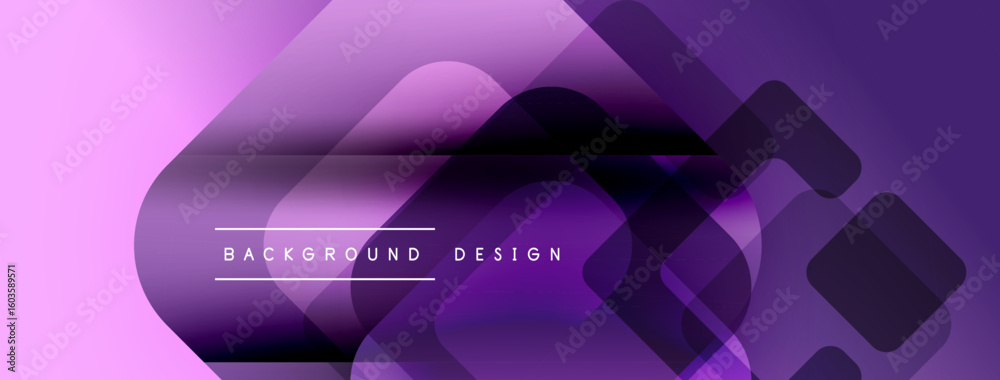 Poster abstract purple layers create modern background. geometric shapes overlap, forming dynamic visual ef
