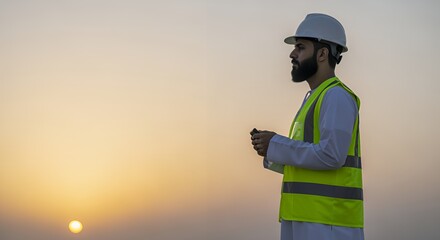 Arab Engineer Sunset Silhouette