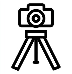Camera on tripod, black outline
