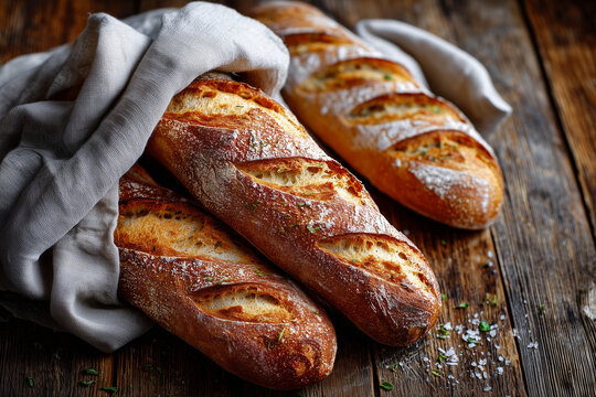 freshly baked artisan bread, baguette