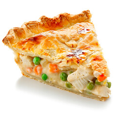 Slice of Savory Chicken Pot Pie with Peas and Carrots