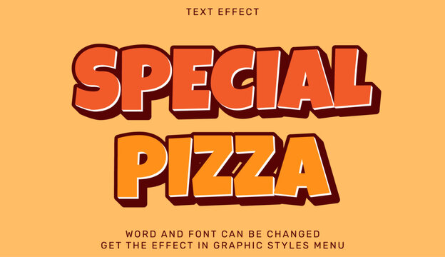 Special Pizza text effect vibrant typography perfect for branding, advertisements, or menu designs demanding a striking visual representation
