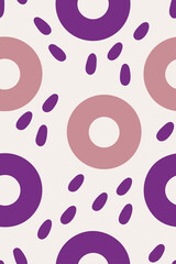 Purple and pink abstract shapes on cream background pattern