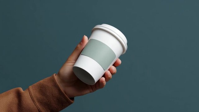 Coffee Cup Comfort: A close-up shot features a hand tenderly cradling a coffee cup, creating a serene moment of relaxation. The warm tones of the person's clothes harmonize with the cup's design.