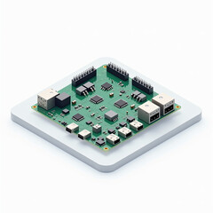 Isometric 3D Circuit Board Technology - Isometric Illustrations