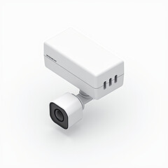 Modern White Security Camera Mockup - Minimalist design