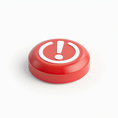 Red Alert Button 3D Icon Warning Sign - Minimalism