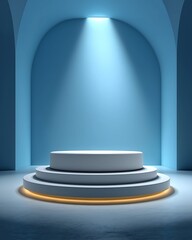 Obraz premium Minimalist White Podiums in Contrasting Interior Ambiances