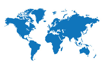 Blue World Map Illustration On White Background High Resolution Geographic Depiction For Global Communication Concepts