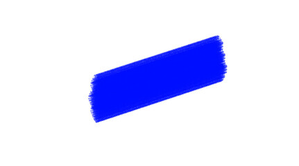 Tilted solid blue paint stroke rectangle on transparent background for abstract highlight, sticker design, or creative accent