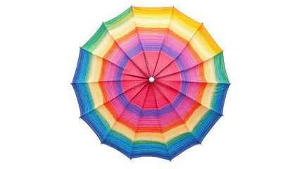 Obraz premium Vibrant rainbow colored umbrella open and isolated on transparent background