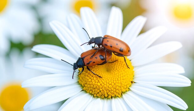 Two bugs on a daisy