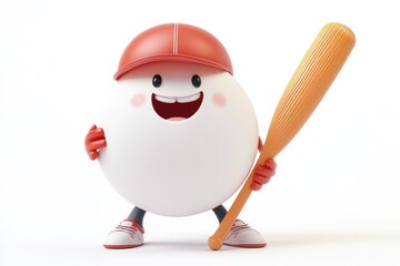 Wiffle Ball isolated in 3d cartoon character on white background