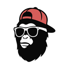 Cool Gorilla Wearing A Cap And Sunglasses Illustration