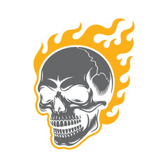 Flaming Skull Graphic Illustration Vector Design For Tattoo Or Print Halloween Or Day Of The Dead