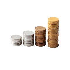 Stacked coins forming a rising graph