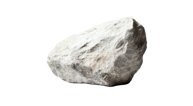 Detailed texture of a rough white stone isolated on transparent background