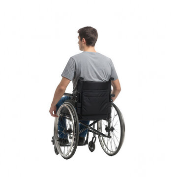back view of man sit on wheelchair PNG, disabled person back view,  back view sitting man, wheelchair patient