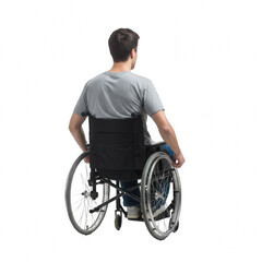 back view of man sit on wheelchair PNG, disabled person back view,  back view sitting man, wheelchair patient