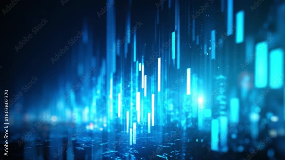 Poster digital data stream: capturing a futuristic, digitally-rendered stream of binary data against a dark