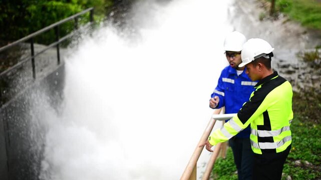 Expert dam engineers are working together to plan the expansion of the large dam's water gates to provide enough water for public consumption.