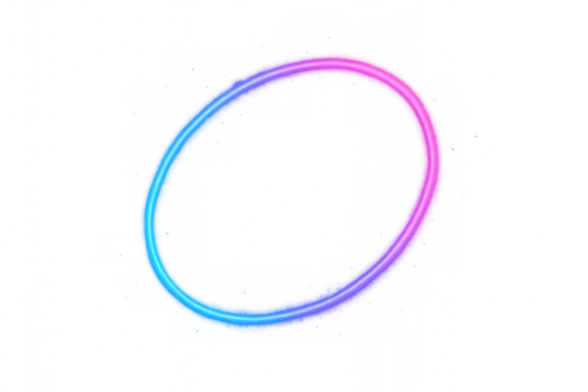 Glowing neon circle radiating blue-pink gradient light, representing futuristic digital aesthetic against transparent backdrop