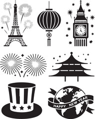 Party Fireworks Silhouette | New Year Icon

