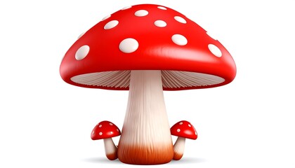 Cartoon red mushroom with white polka dots