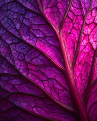 Close-up of purple cabbage. You can see the graphic veins on the leaves.