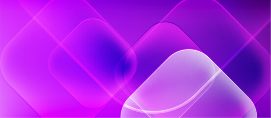 Abstract purple background. Geometric shapes overlap, creating luminous effects. Gradient colors suggest depth, modern design.
