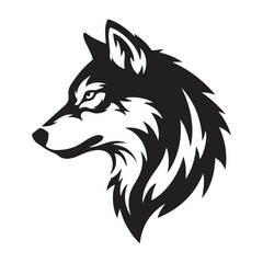 Obraz premium Black Silhouette of a Wolf's Head in Profile