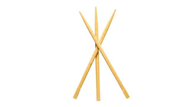 Bamboo chopsticks arranged in a creative pattern isolated PNG with Transparent Background - Powered by Adobe