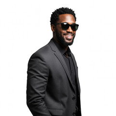 portrait of african businessman isolated on transparent background, PNG, African man in suit, corporate Black man, Black businessman 