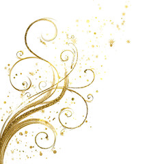 Ornate gold swirls against black background