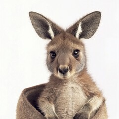 Fototapeta premium Adorable Baby Kangaroo on White Background