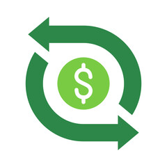Cash Flow Icon Vector Illustration Green Version