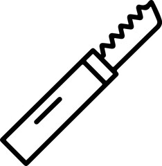 Simple line art icon of a serrated knife with a handle