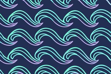 Swirling waves with pastel colors on dark blue ocean water